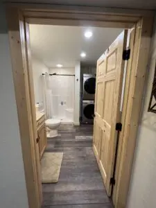 A bathroom with a toilet and sink in it